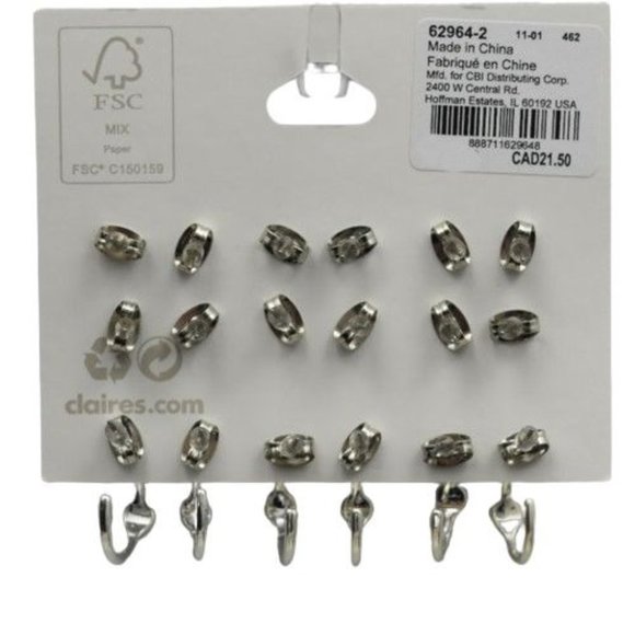 Claires Valentine Earrings Set of 9 Hearts Lips Key Lock Roses Love Stud Hoops - Picture 5 of 5